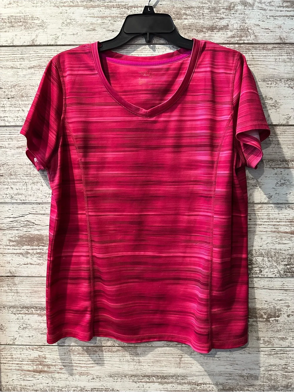 made for life Pink Striped V-Neck Short Sleeve Tee - Picture 1 of 2